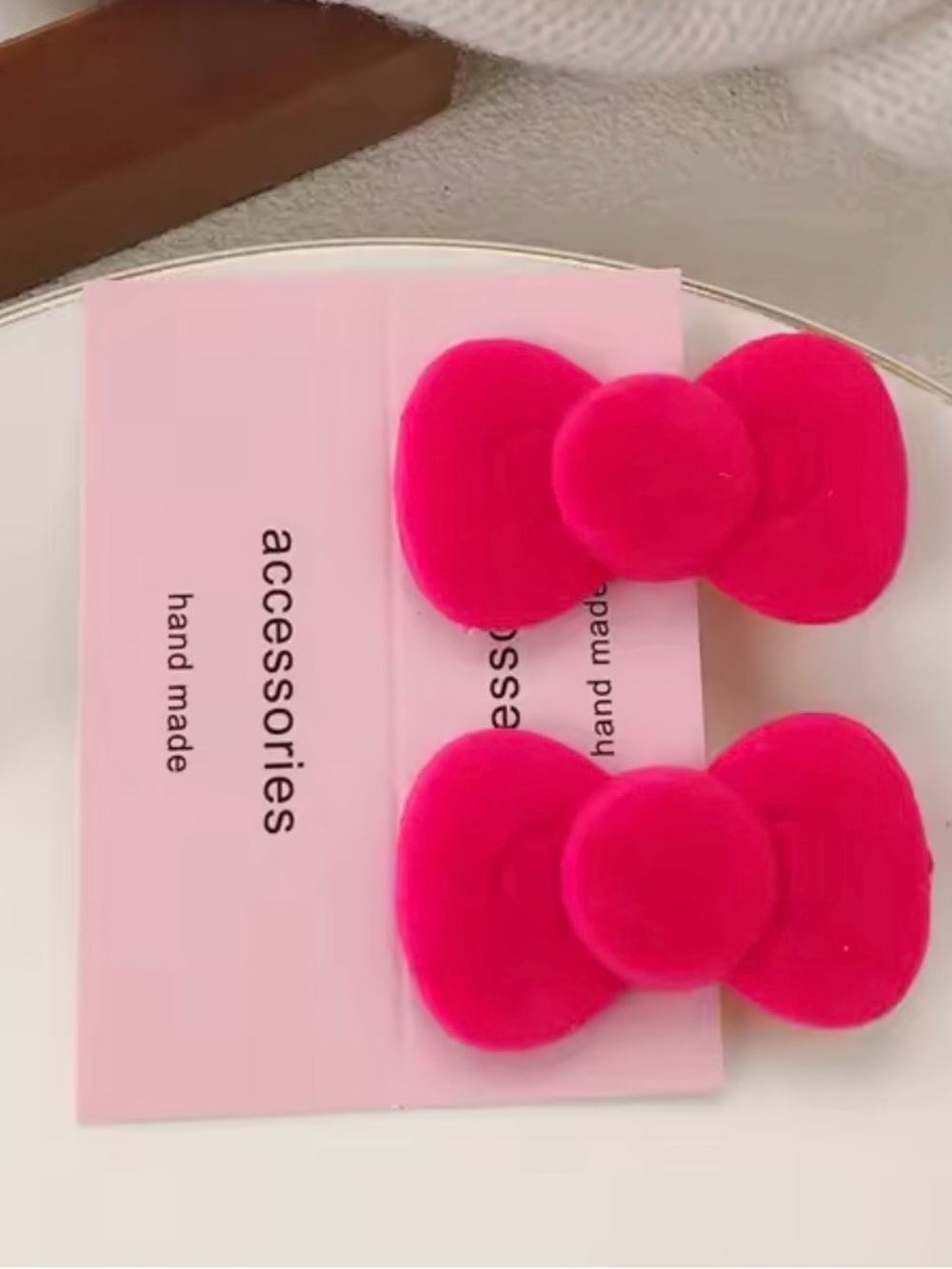 Hello Kitty Rose Red Style Hair BOW Clip Flocked Y2K NEW Kawaii Coquette Girl
